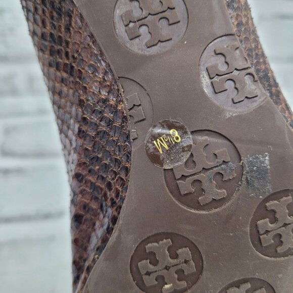 Tory Burch Snakeskin Pattern Brown Heels - Picture 6 of 8